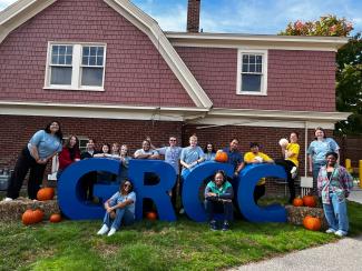 Students posing at the GRCC letters