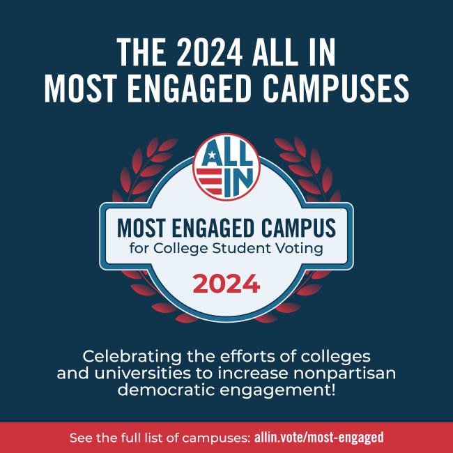 Most engaged campus for college student voting 2024