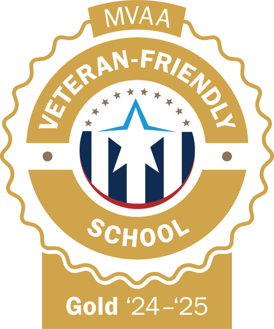 The veteran friendly school logo is displayed.