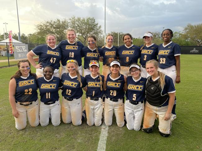 The GRCC softball team posing after a recent game.