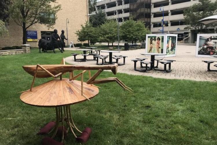 The three ArtPrize entries on Olivarez Plaza