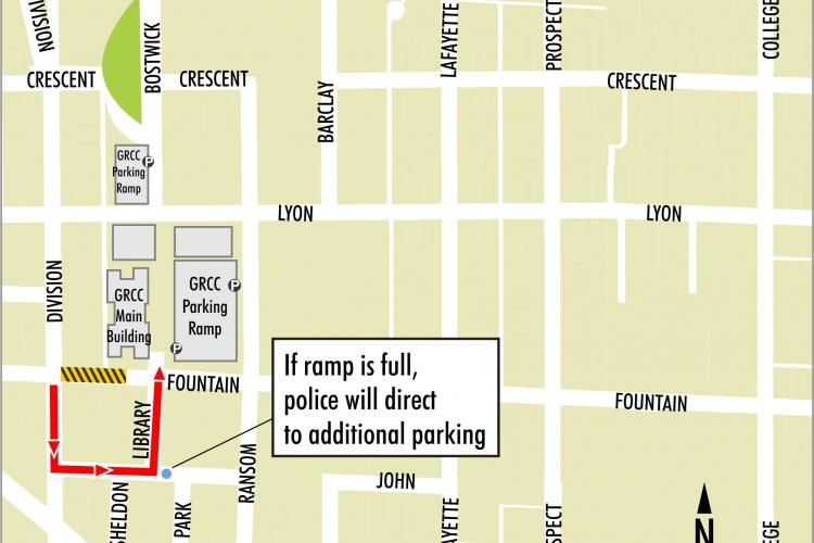 Map of Fountain Street closure and surrounding roads.