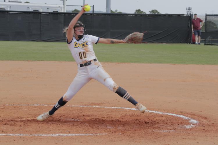 Izzy Regner pitching. 