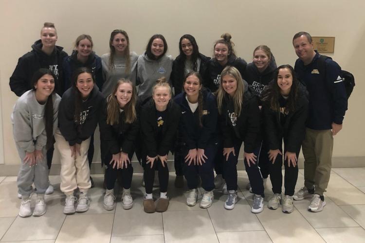 GRCC volleyball team after winning its match. 