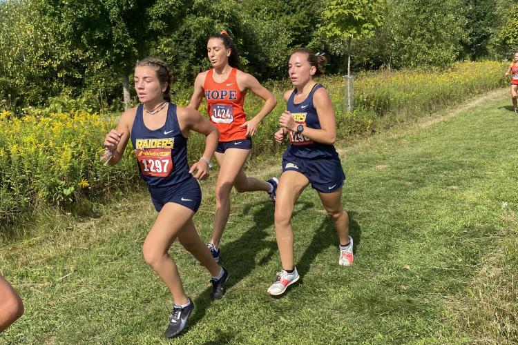 GRCC runners Kaylee Scott and Audrey Meyering running in the race.