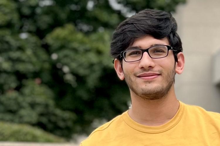 Gaith Ghlaim posing on the Main Campus. 