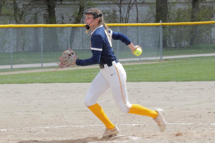 Izzy Regner pitching.