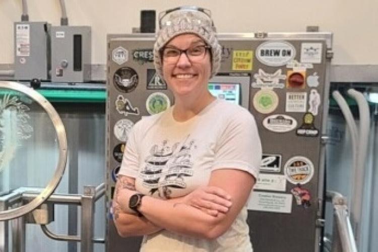 Abbie Groff-Blaszak working in the brewery. 