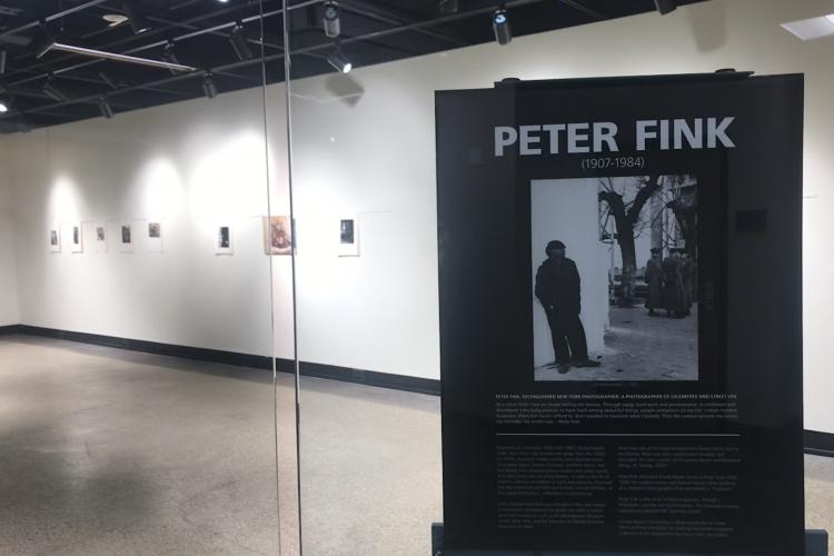 Sign welcoming people to the Peter Fink exhibition. 