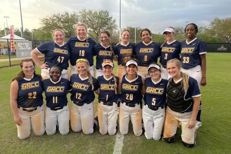 The GRCC softball team posing after a recent game.