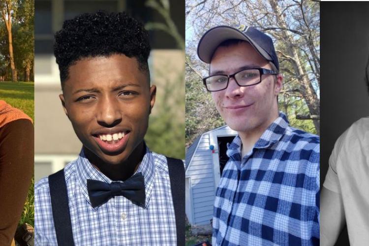 Portraits of GRCC Student Alliance leaders Inayah Hakeem, Rallah Cobbins, Brendan Burke, and Nio Walton